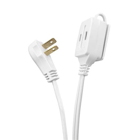 2-Prong Plug Indoor Extension Cords - Polarized 2-prong plug 3-outlet connector Low profile cord ...