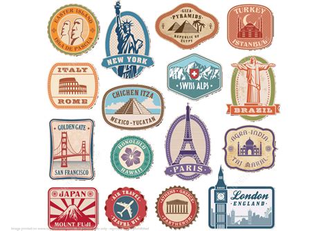 Printable Vintage Travel Stickers | Super Coloring | Travel stickers, Sticker paper crafts ...