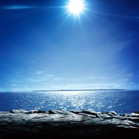 Laeacco Sunny Blue Sky Sea Stone Beach Scene Photography Backgrounds ...