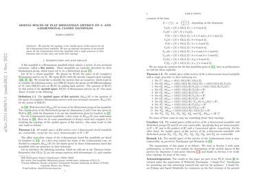 Moduli spaces of flat Riemannian metrics on 3- and 4-dimensional closed manifolds | Papers With Code