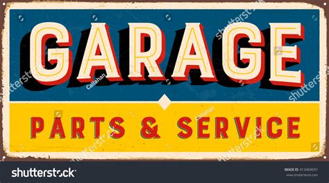 Vintage Metal Sign Garage Parts Service Stock Vector (Royalty Free) 413469697 | Shutterstock