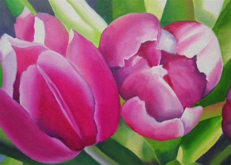 Nel's Everyday Painting: Pink Tulips - SOLD