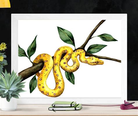 Snake Print Watercolor Snake Reptile Lover Snake Painting | Etsy