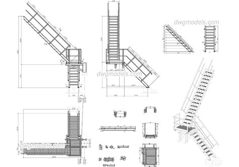 Metal stair DWG, free CAD Blocks download