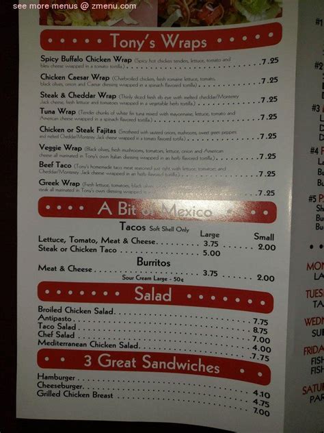 Online Menu of Tonys Pizzeria Restaurant, Buffalo, New York, 14215 - Zmenu