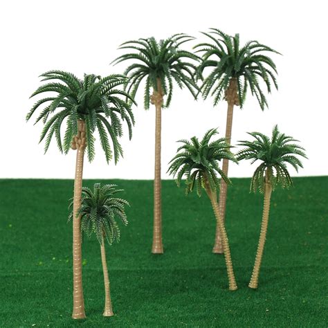 15pcs Artificial Miniature Palm Trees Scenery Layout Model Plastic Tree ...