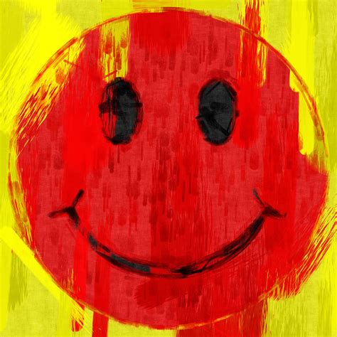 Red Smiley Face Abstract Digital Art by David G Paul