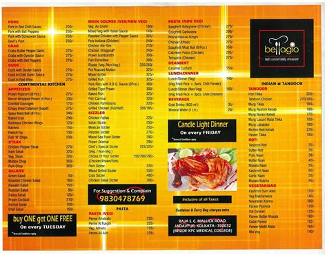 Bellagio Menu, Menu for Bellagio, Jadavpur, Kolkata - Zomato