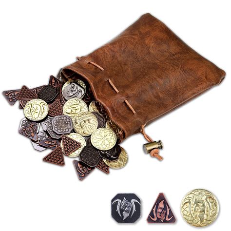 Buy 60PCS DND Coins with Leather Pouch, Gold, Silver and Copper Coins in Metal Coins, Fantasy ...