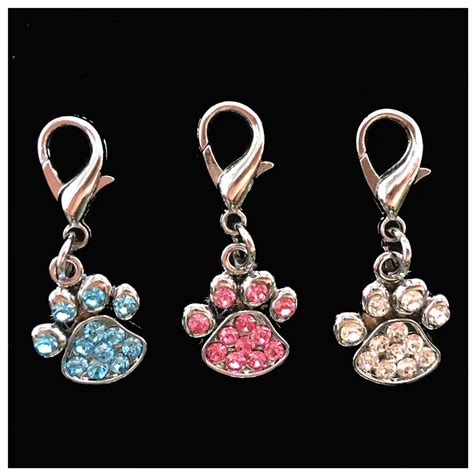 2pcs Rhinestone Paw Collar pet Charm Pet Jewelry Cat dog collar pendant Bone Necklace Collar ...