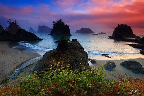 B176 Sunset from Secret Beach, Oregon Coast | Randall J Hodges Photography