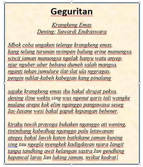 Geguritan Bahasa Jawa, Pengertian, Ciri-Ciri, Jenis, dan Contohnya - Seni Budayaku