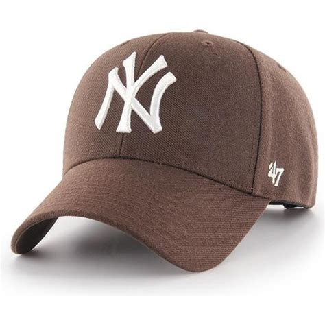 47 Brand Curved Brim New York Yankees MLB MVP Brown Snapback Cap ...