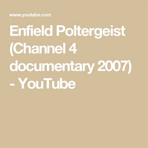 Enfield Poltergeist (Channel 4 documentary 2007) - YouTube | Enfield ...