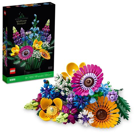 LEGO Icons Wildflower Bouquet 10313 Artificial Flowers with Poppies and Lavender, Anniversary ...