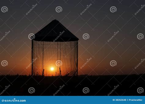 Grain Bin Sunset Silhouette Stock Photo | CartoonDealer.com #38262648