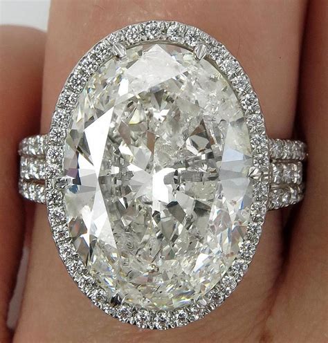 HUGE Estate Vintage 10.03ct Classic Oval Cut Diamond Halo EGL USA Engagement Platinum Ring ...