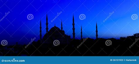 Night View on Blue Mosque in Istanbul, Turkey Stock Photo - Image of ...