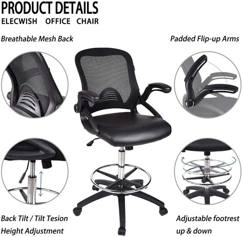 Buy FULLWAT Drafting Office Chair with Lumbar Support Ergonomic Swivel ...