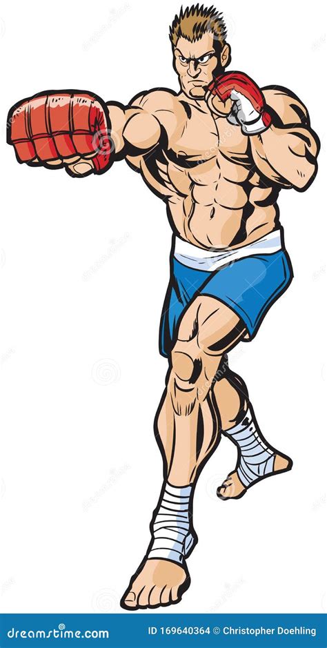 Mma Fighter Throwing Punch Vector Illustration | CartoonDealer.com #32092646