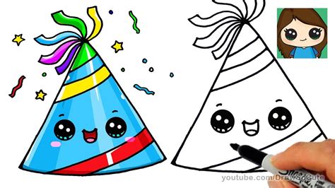 How to Draw a Party Hat Easy and Cute - YouTube