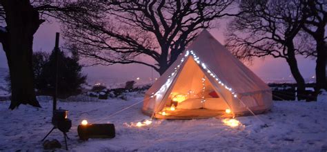 Bell tent in the snow- Yorkshire, England. | Tent glamping, Winter camping, Tent