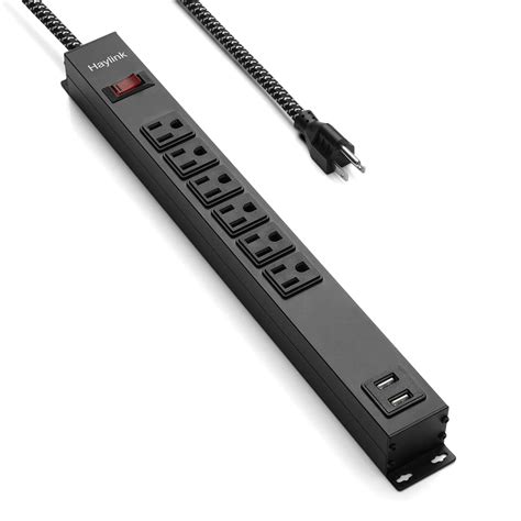 Buy Metal Power Strip with USB, Haylink Rack PDU Surge Protector, Switched Power Distribution ...