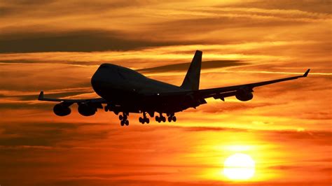 airplane, Landing, Silhouette, Sunset, Sky, Boeing 747 Wallpapers HD / Desktop and Mobile ...