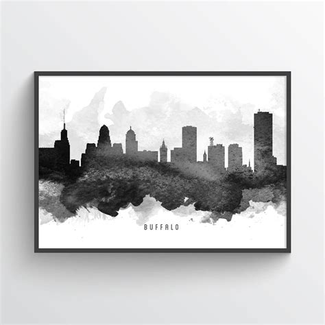 Buffalo Skyline Poster Buffalo Cityscape Buffalo Art