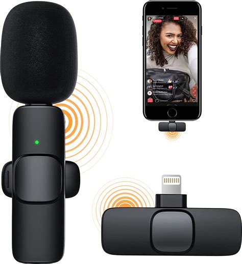 AGPtek Dual Wireless Lavalier Microphone For Apple IPhone 13 12 11 Max Pro SE X XR XS Wireless ...