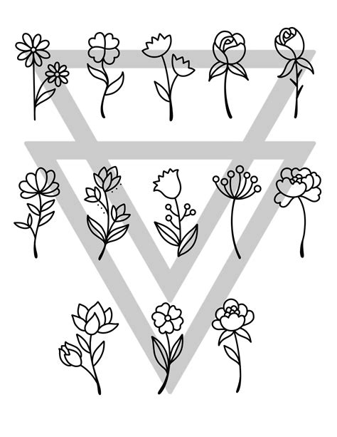 Boho Flower Tattoo Outlines (Instant Download) - Etsy