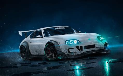 HD wallpaper: Toyota Supra Neon Lights 4K, Blue, reflections, LED | Wallpaper Flare