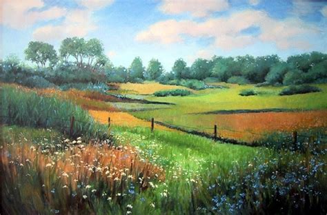 Dzvinka's Paintings: "Summer Field," oil on canvas, 24" x 36"