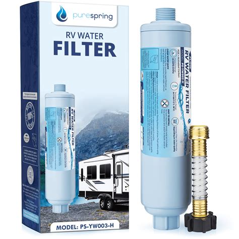 PureSpring RV Inline Water Filter with Flexible Hose Protector for RV's, Campers, Motor Homes ...