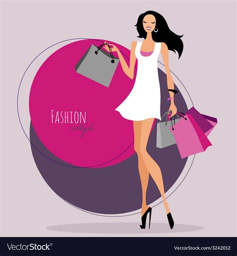 Fashion girl woman with shopping bags Royalty Free Vector