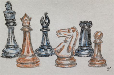 Chess pieces drawing | Картины, Уроки рисования, Рисунки