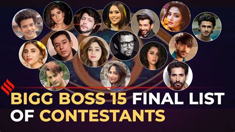 Bigg Boss 15 Contestants Final List | All Contestants Of Bigg Boss 15 | BB15 Final List - YouTube