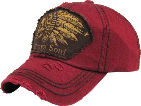 Indian Head Brave Soul Vintage Distressed Washed Baseball Hat Cap ...