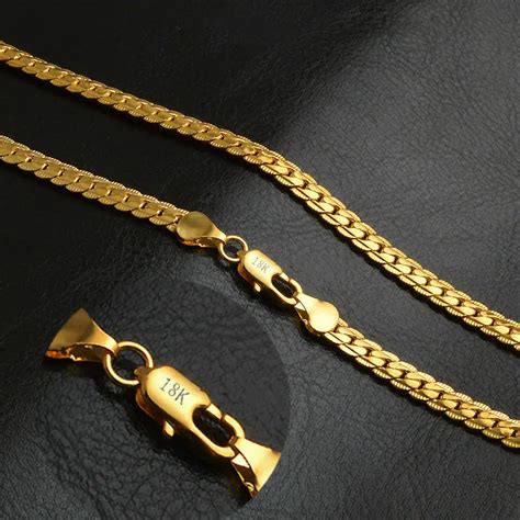 Vintage Long Gold Chain For Men Hip Hop Chain Necklace 5MM Gold Color Mens Thick Curb Chain ...