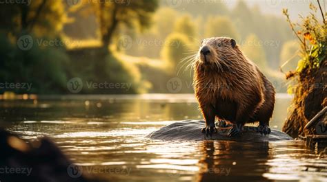 Close-up photo of a Beaver looking in their habitat. Generative AI 29865819 Stock Photo at Vecteezy