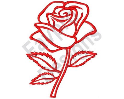 Rose Outline Machine Embroidery Design - Etsy