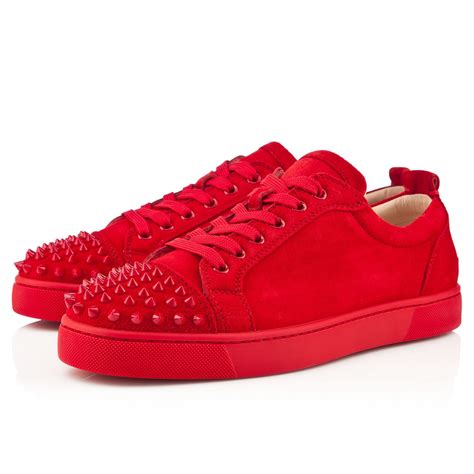 Christian Louboutin Louis Junior Spikes - Red Suede | Complex