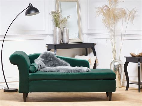 Left Hand Velvet Chaise Lounge Emerald Green LUIRO | Beliani.fi