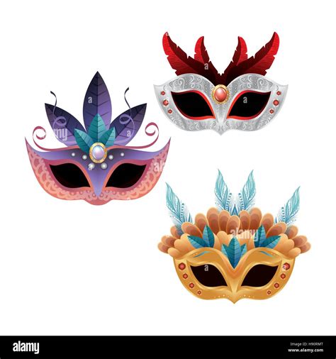 set beautiful masks carnival bright feathers design vector illustration eps 10 Stock Vector ...