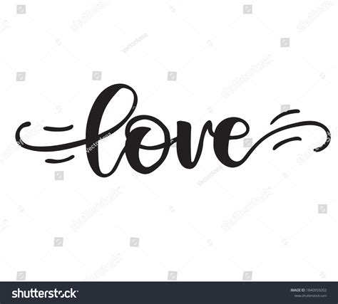 Love Hand Lettering Romantic Calligraphy Template Stock Vector (Royalty ...