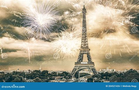 Fireworks Over Eiffel Tower New Year Destination Stock Photo - Image of ...