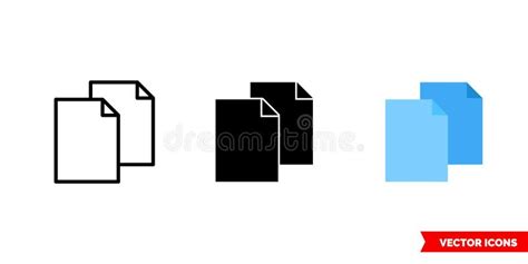 Copy Icon of 3 Types Color, Black and White, Outline. Isolated Vector ...