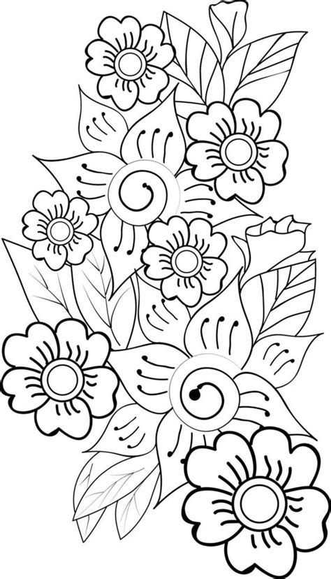 Abstract flower zen art vector illustration, a bouquet of floral pencil sketch hand drawn ...