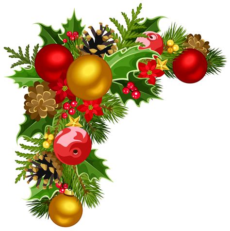 Christmas Deco Corner with Christmas Tree Decorations Clipart | Gallery Yopriceville - High ...