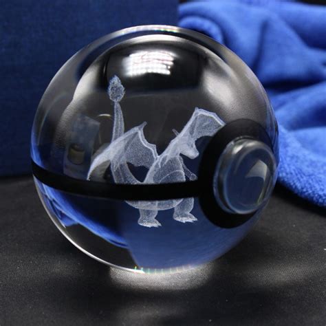 NEW 80MM Pokeball Crystal Pokemon Go Ball With Laser Engraving Charizard